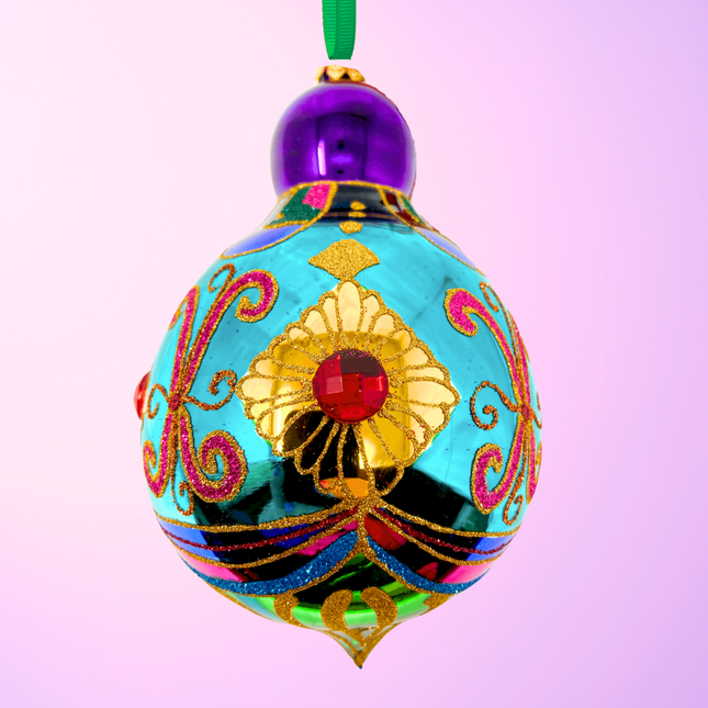 Topaz Sparkling Gem Glass Christmas Bauble