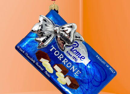 Blue Torrone Candy Box Polish Glass Ornament
