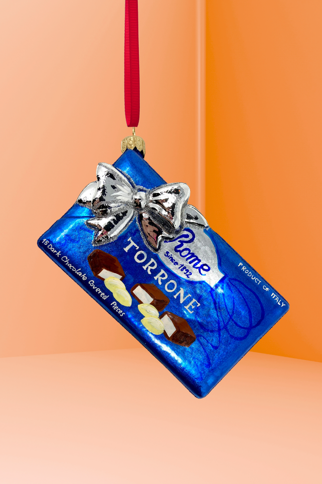 Blue Torrone Candy Box Polish Glass Ornament
