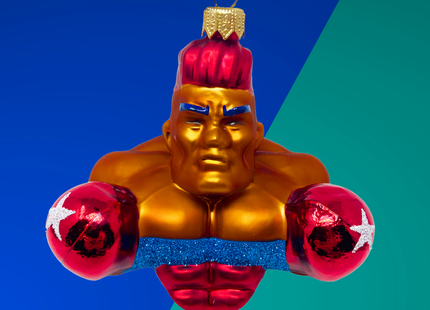 Knockout Boxer Glass Christmas Ornament (Tyson)