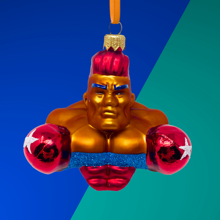 Knockout Boxer Glass Christmas Ornament (Tyson)