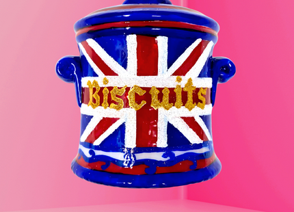 Union Jack Tea Biscuit Jar Polish Glass Ornament