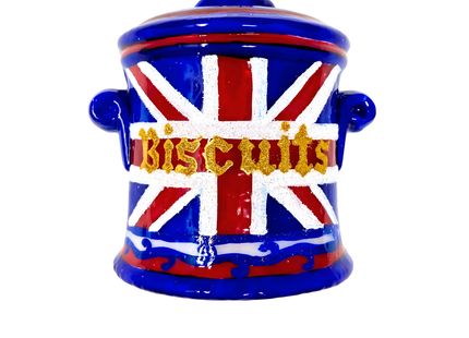 Union Jack Tea Biscuit Jar Polish Glass Ornament
