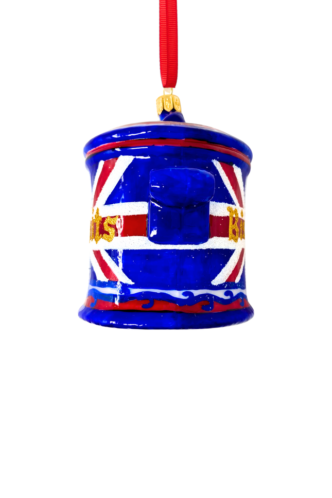 Union Jack Tea Biscuit Jar Polish Glass Ornament