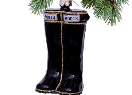 holiday black boots christmas ornament – Christmas ornament, holiday tree decoration or gift