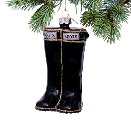 holiday black boots christmas ornament – Christmas ornament, holiday tree decoration or gift