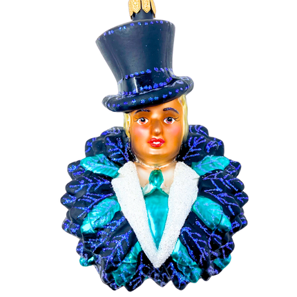 Art Deco Showgirl Glass Christmas Ornament (Renee)