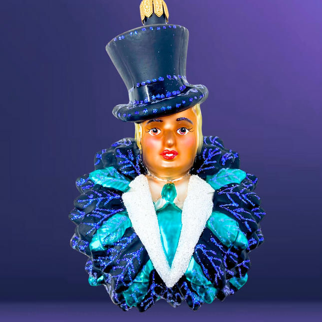 Art Deco Showgirl Glass Christmas Ornament (Renee)