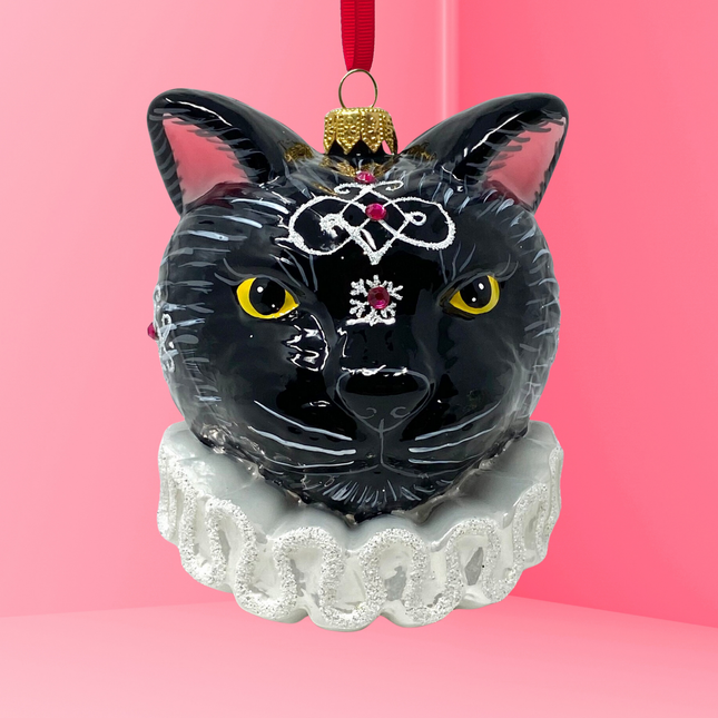 Lunar Cat Polish Glass Ornament