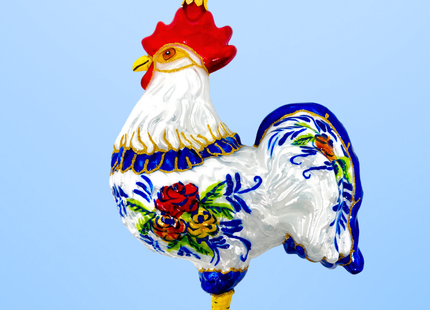Folk Rooster Polish Glass Ornament