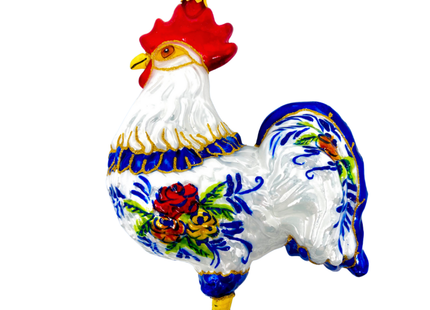 Folk Rooster Polish Glass Ornament