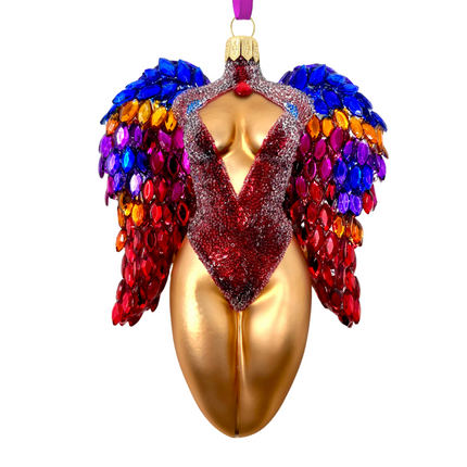 Saphira Winged Angel Sculpture Glass Ornament