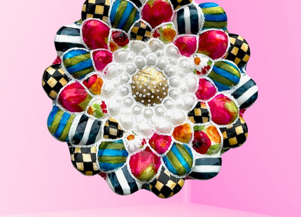 Winter Daisy Holiday Glass Ornament