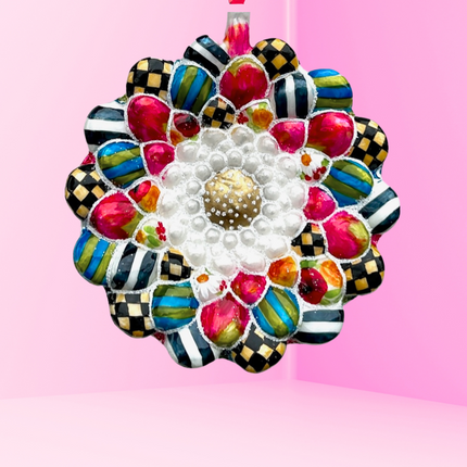 Winter Daisy Holiday Glass Ornament