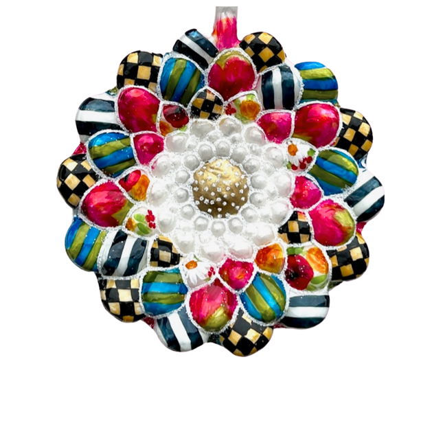 Winter Daisy Holiday Glass Ornament