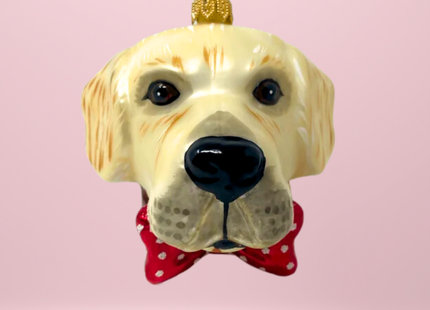 Golden Labrador Glass Christmas Ornament