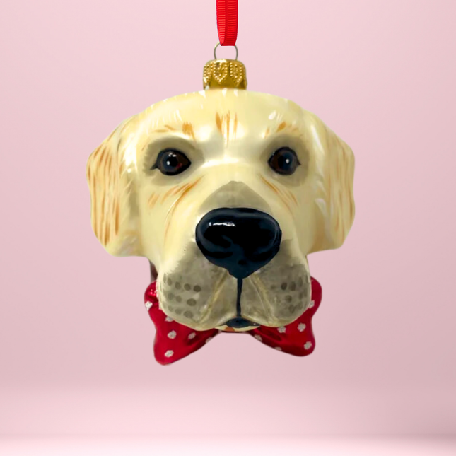 Golden Labrador Glass Christmas Ornament