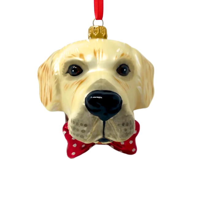 Golden Labrador Glass Christmas Ornament