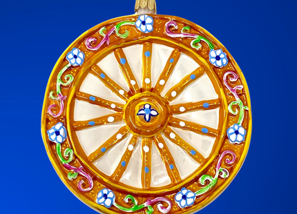 Sicilian Carretto Wheel Polish Glass Ornament (Yellow)