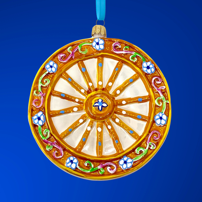 Sicilian Carretto Wheel Polish Glass Ornament (Yellow)
