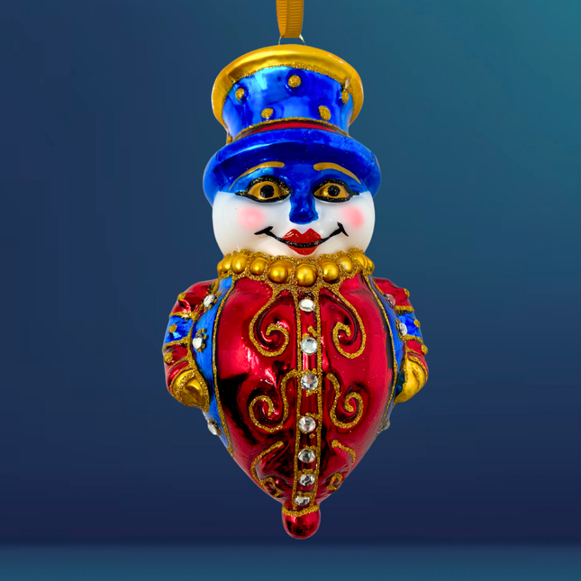 Yule Bandit Snowman Glass Ornament
