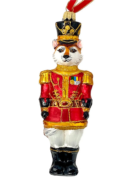 Fox Nutcracker Holiday Polish Glass Christmas Ornament designed by Kenzies of London and by Personalized Ornamentshop