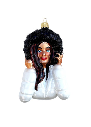 Winter Woman Holiday Polish Glass Christmas Ornament 1 designed by Kenzies of London and by Personalized Ornamentshop