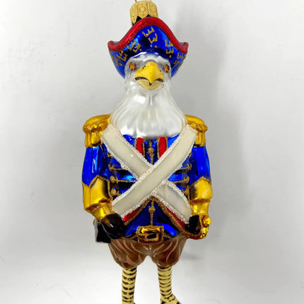 Bird Soldier Hand-Painted Glass Ornament
