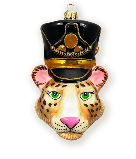 Leopard Nutcracker Head Polish Glass Christmas Ornament designed by Kenzies of London and by Personalized Ornamentshop