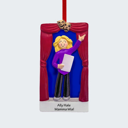 Actor On Stage Personalized Ornament - GENDER & HAIR COLOR - Blond Hair Femaie created by ORNAMENT SHOP