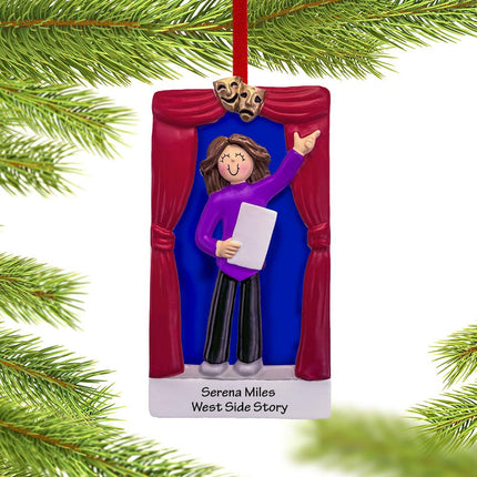 Actor On Stage Personalized Ornament - GENDER & HAIR COLOR - Brown Hair Femaie created by ORNAMENT SHOP
