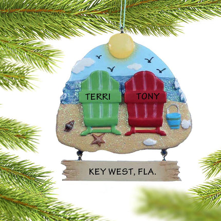 Adirondack Beach Chairs 2, 4 or 5 Ornament - FAMILY - 2 Couple / Family Members created by KURT ADLER and designed by Ornament Shop