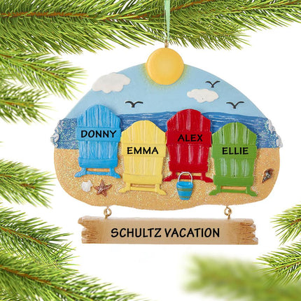 Adirondack Beach Chairs 2, 4 or 5 Ornament - FAMILY - 4 Family Members created by KURT ADLER and designed by Ornament Shop