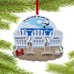 Adirondack Colorful Beach Chair Family Of 3, 4 or 5 Ornament - FAMILY - 3 Family Members created by ORNAMENT SHOP