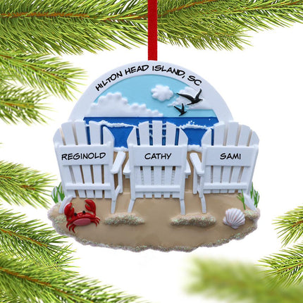Adirondack Colorful Beach Chair Family Of 3, 4 or 5 Ornament - FAMILY - 3 Family Members created by ORNAMENT SHOP