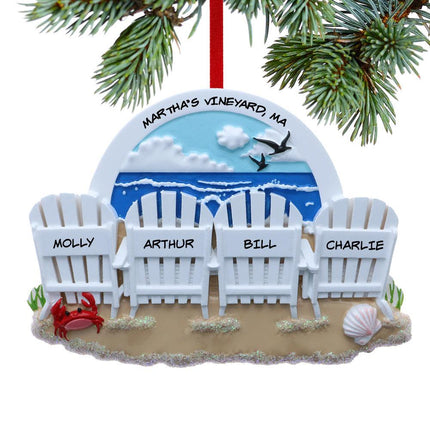 Adirondack Colorful Beach Chair Family Of 3, 4 or 5 Ornament - FAMILY - 5 Family Members created by ORNAMENT SHOP