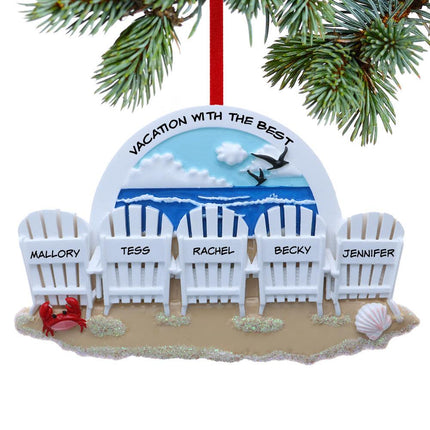 Adirondack Colorful Beach Chair Family Of 3, 4 or 5 Ornament - FAMILY - 4 Family Members created by ORNAMENT SHOP