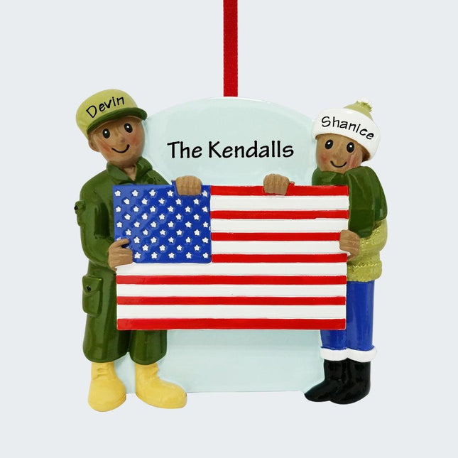 African American Military Couple Ornament created by ORNAMENT SHOP