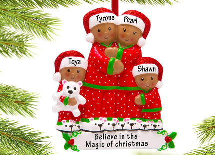 African American Pajama Family Personalized Ornament - 2, 3, 4, 5, or 6