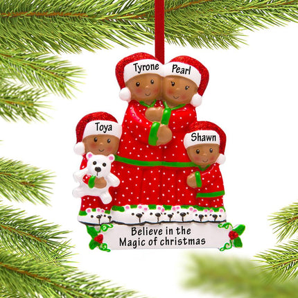 African American Pajama Family Personalized Ornament - 2, 3, 4, 5, or 6