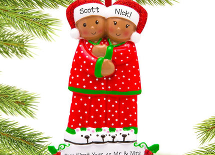 African American Pajama Family Personalized Ornament - 2, 3, 4, 5, or 6