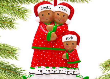 African American Pajama Family Personalized Ornament - 2, 3, 4, 5, or 6