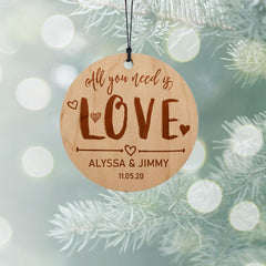 All You Need Is Love Personalized Wood Ornament created by ORNAMENT SHOP