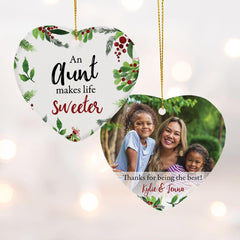 An Aunt makes Life Sweeter Ceramic Heart Ornament created by ORNAMENT SHOP