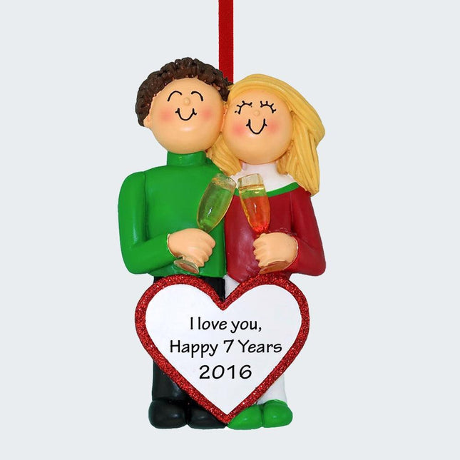 Anniversary Couple Personalized Ornament - GENDER & HAIR COLOR - Male Brunette / Female Blonde created by ORNAMENT SHOP