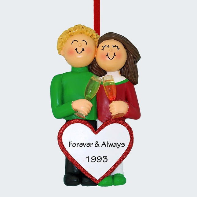 Anniversary Couple Personalized Ornament - GENDER & HAIR COLOR - Male Blonde / Female Brunette created by ORNAMENT SHOP