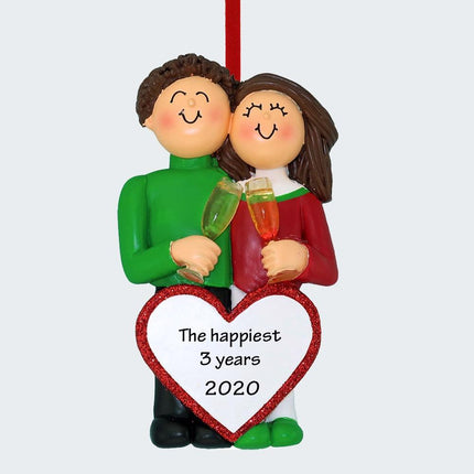 Anniversary Couple Personalized Ornament - GENDER & HAIR COLOR - Male Brunette / Female Brunette created by ORNAMENT SHOP
