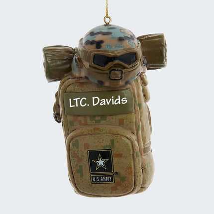 Army Backpack With Helmet Ornament created by KURT ADLER and designed by Ornament Shop