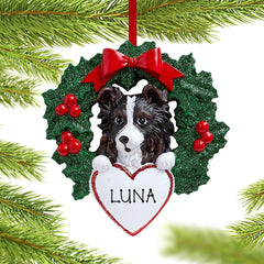 Australian Shepherd Dog with Wreath Ornament created by RUDOLPH AND ME and designed by Ornament Shop