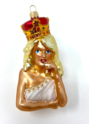 Blonde Queen Holiday Polish Glass Christmas Ornament designed by Kenzies of London and by Personalized Ornamentshop